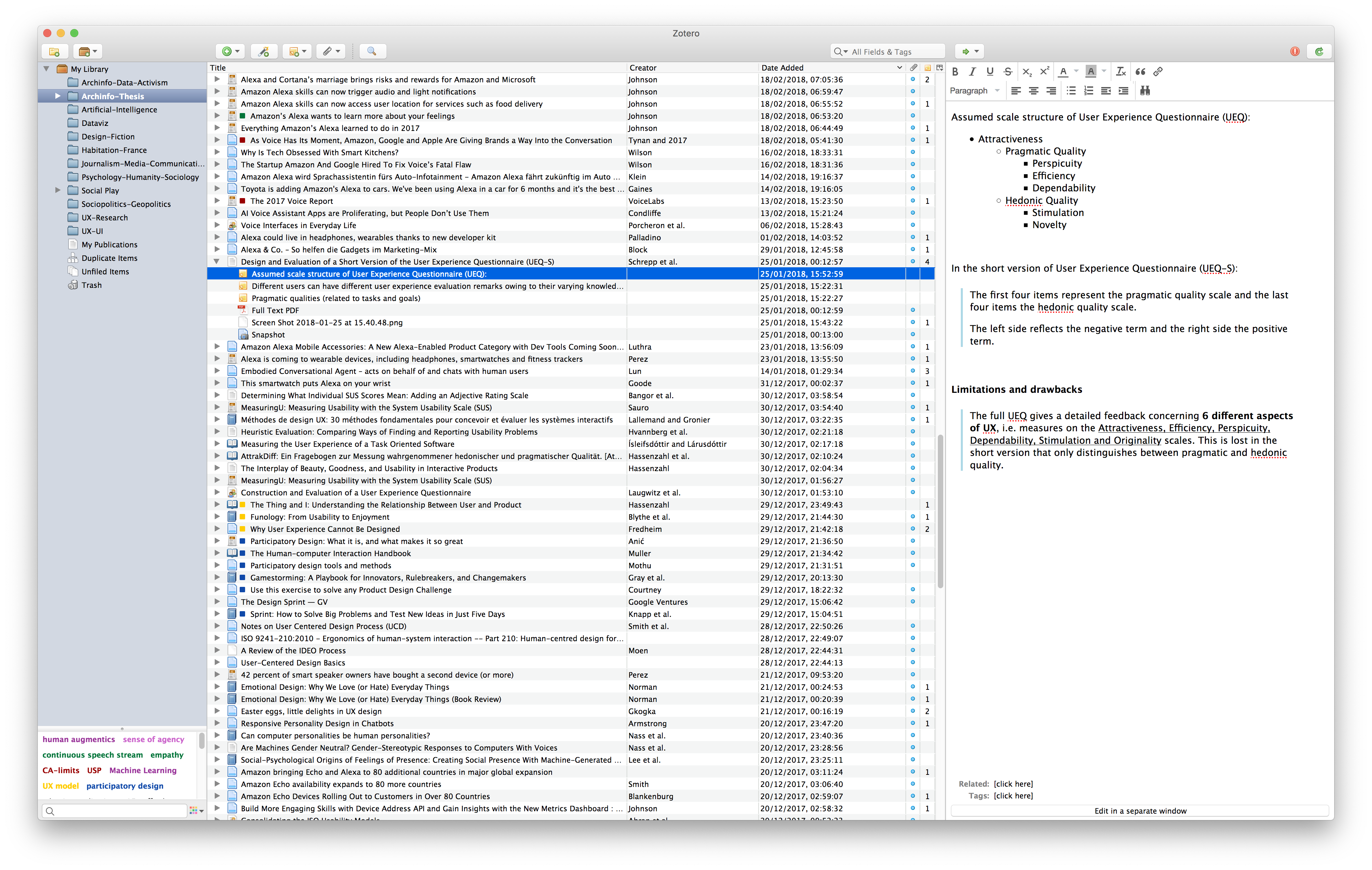 Screenshot of my Zotero bibliography library.