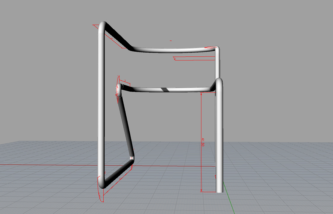 3D model showing the chair from the front view.