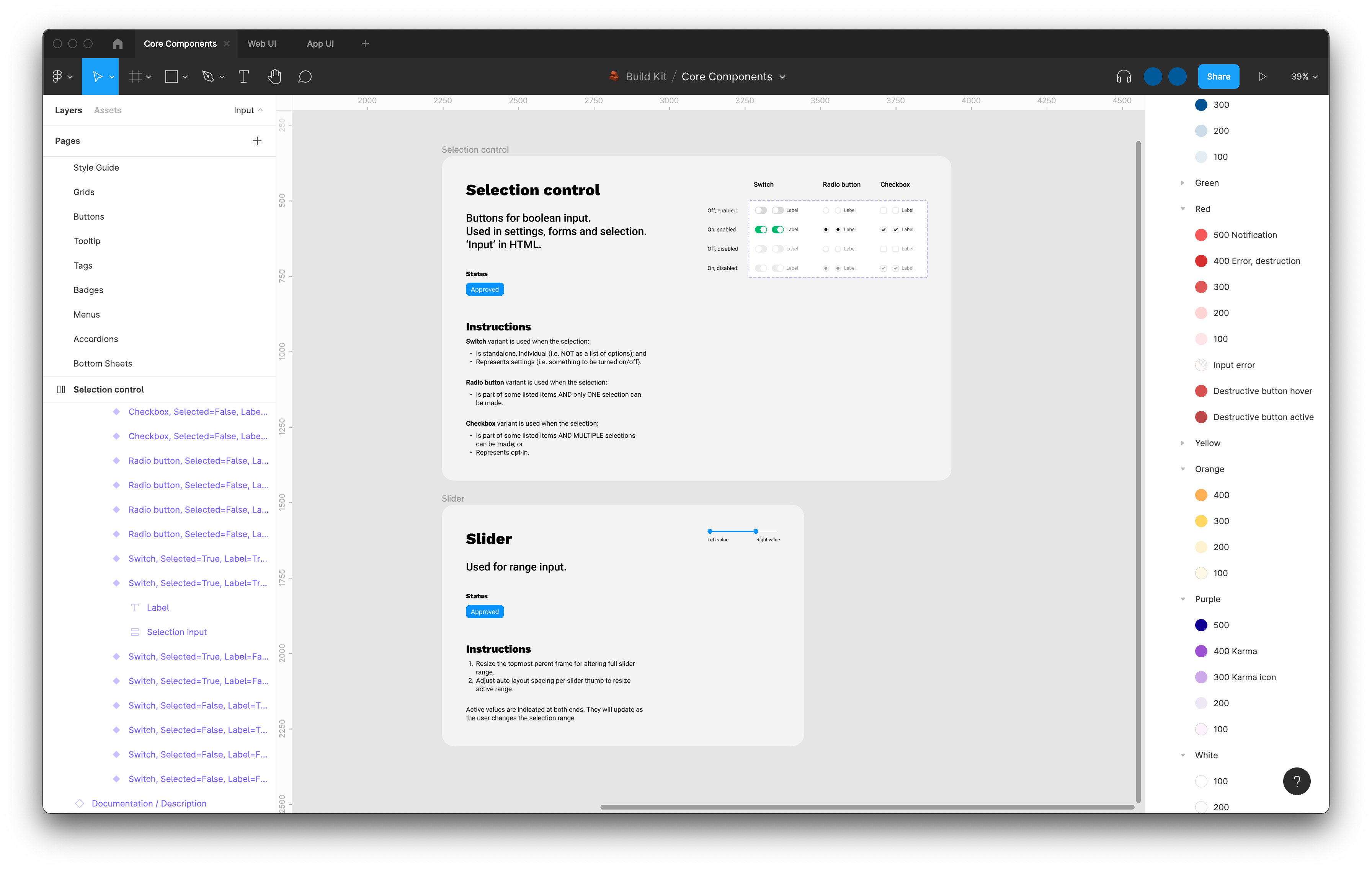 Studydrive's design system: component example