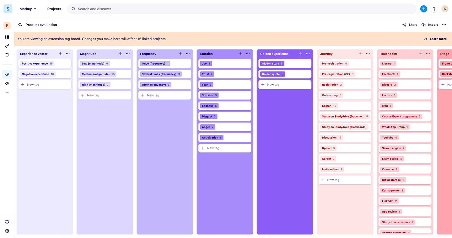 Tag system: evaluative taxonomy as a reusable Dovetail extension